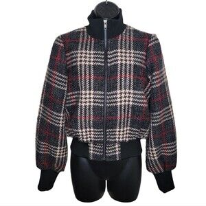 Express x Negin Mersalehi plaid cropped bomber jacket XS